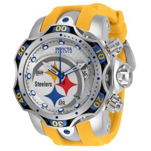 Relgio masculino calibre NFL Pittsburgh Steelers Swiss Ronda Z60 - 52,5 mm. Ao. Azul. Amarelo 33085