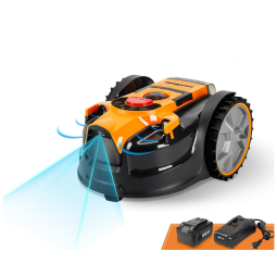 Robô Cortador de Grama Sem Fio Perimetral LawnMaster OcuMow Navegação Óptica Laranja