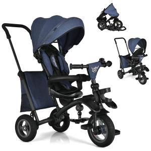 Triciclo Infantil 7 em 1 com Alça de Empurrar, Cobertura Removível, Apoio para os Pés e Guarda Corpo Removível para Crianças de 1 a 5 Anos