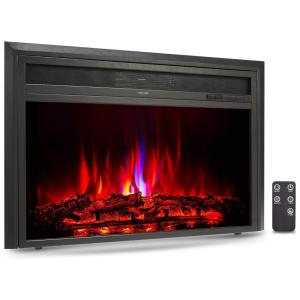 VONLUCE Lareira Elétrica de Embutir A55x81L, com Controle Remoto 6 Efeitos de Chamas, 110V, 1500W, Preto