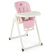 Cadeira de Alimentação Cadeirão com Apoio para os Pés e Altura do Assento Ajustável, BABY JOY, Bege