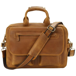 NM1862 Bolsa, Pasta de Couro Masculina para Laptop, JACKCHRIS, Marrom