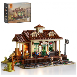 FUNWHOLE Estação de Trem Wild West - Kit de Montar com 1975 Peças, Cenário Oeste Selvagem para Adultos e Adolescentes