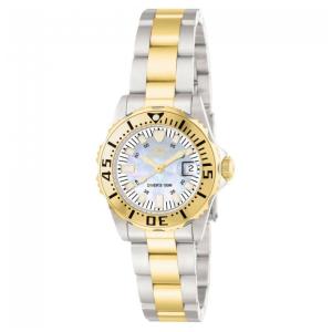 Relógio Feminino Pro Diver com Mostrador Madrepérola, Invicta 6895, Prata e Dourado