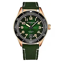 Relógio Stuhrling 3989 Verde com Pulseira de Couro Verde e Fivela em Ouro Rosa - Elegância e Estilo