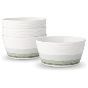 Conjunto de Tigelas 740mL com 4 Peças, Material de Porcelana e Formato Redondo, Noritake G037-500D, Branco e Verde