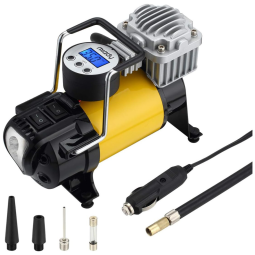 Compressor de Ar Portátil 12V DC 150PSI LED Deligamento Automático, MIADY 13, Amarelo