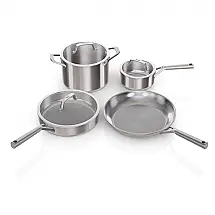 Conjunto de Panelas Ninja EverClad 7 Peças Aço Inox Triplo Fundo Grau Comercial Indução