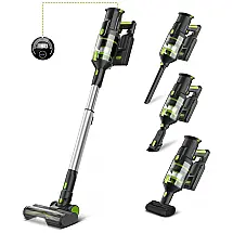 Aspirador de Pó Multifuncional DevoacTech M100 sem Fio com Acessórios, Painel LED e Sucção Potente 33000PA, 110V 265W, Preto e Verde