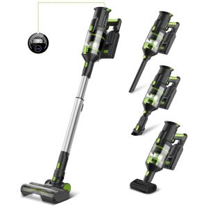 Aspirador de Pó Multifuncional DevoacTech M100 sem Fio com Acessórios, Painel LED e Sucção Potente 33000PA, 110V 265W, Preto e Verde