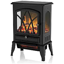 Lareira Elétrica Portátil com Efeito de Chama Realista, Brilho e Termostato Ajustáveis, 110V 1500W, Zionheat, Preta