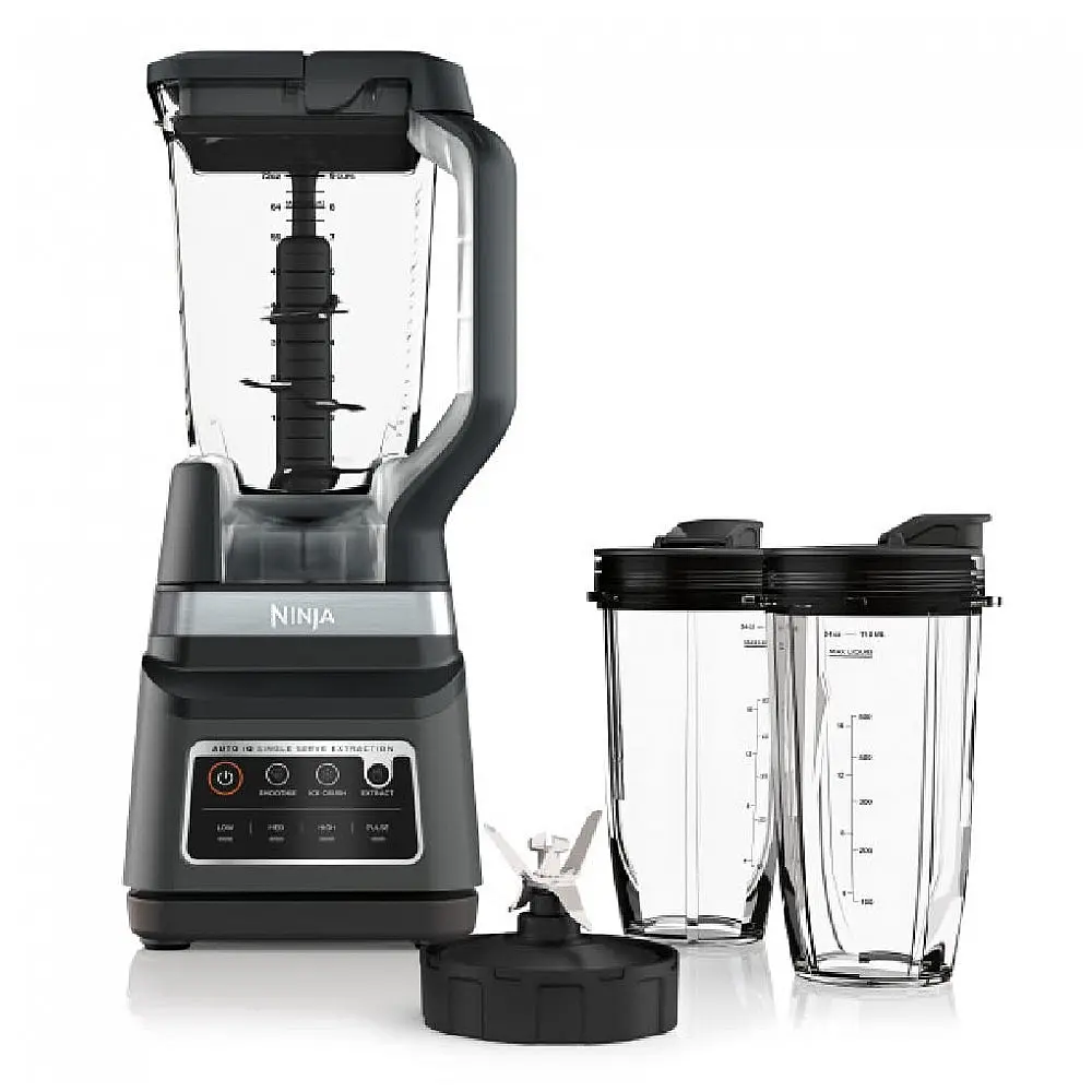 Liquidificador Ninja Pro Plus DUO 1200W Jarra 2,1L e 2 Copos 710ml Auto-IQ Preto/Aço