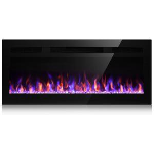 Lareira Elétrica de Embutir A43x109L com Controle Remoto e Chamas Multicolorida, 110V, LITSDFM, Preta