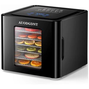 Desidratador de Alimentos com 6 Bandejas de Aço Inoxidável e Tela LED, 500W, 110v, AUODGDNT, Preto