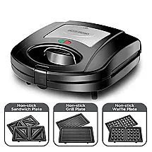 Sanduicheira Grill e Waffle 3-em-1 Black+Decker TS2130-B5 Preta 220V