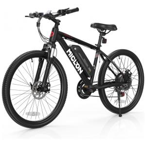 Bicicleta Elétrica MICLON CT100 350W – Mountain Bike 26", Motor Bafang, Suspensão Dianteira, 21 Marchas, Quadro de Alumínio – Preta