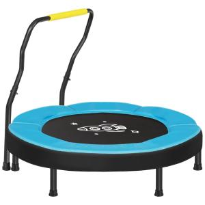 SONGMICS Cama Elastica Infantil com Diâmetro e Corrimão Ajustável para até 100 kg, Azul
