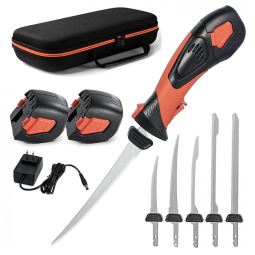 Faca Elétrica de Vegetais com 5 Lâminas de Titânio, Cabo Ergonômico e Ventilação para Resfriamento, sem fio - Facão,Pratour