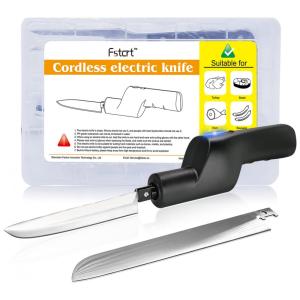 Faca Elétrica em Aço Inoxidável com Caixa de zenamento, 110v, FSTCRT, Preto