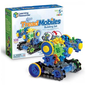 Kit de Construção Learning Resources Gears! Gears! Gears! Treadmobiles, 108 Peças, Estimula Habilidades de Engenharia desde Cedo