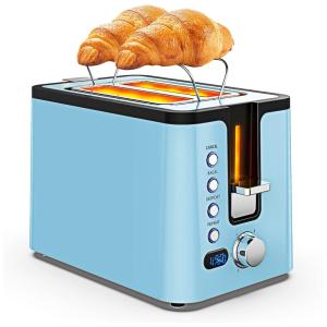 Torradeira Elétrica de 2 Fatias com 6 Níveis de Tostagem e Função Bagel, 800W, 110v, NOUNO, Azul