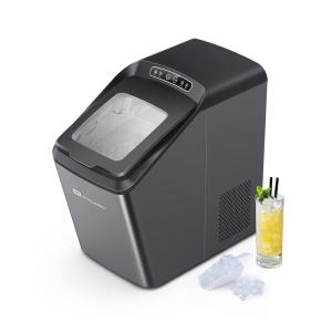 Máquina de Gelo Automática Aço Inoxidável com Painel de Controle, 110v, QUALEBEN, Preto