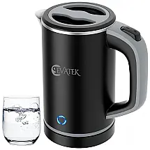 Chaleira Elétrica Pequena 800mL com Desligamento Automático, 110V 600W, EVATEK, Preta