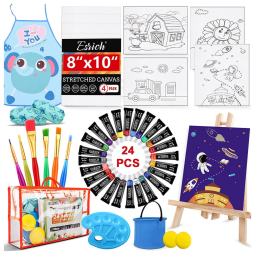 Kit de Pintura Conjunto Artístico com 71 Peças, Inclui 24 Tintas, ESRICH ChildrenPainting, Preto