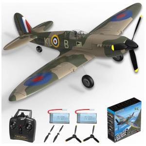 Avião de Controle Remoto com Acessórios, Sistema de Estabilização Xpilot e Acrobático de Uma Chave, ANBURI Spitefire, Verde
