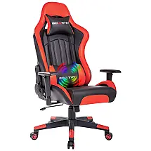 Cadeira Gamer Reclinável e Giratória com Apoio Lombar e Cabeça, e, BOWTHY, Vermelho