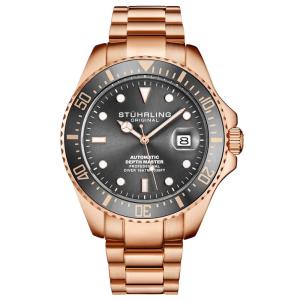 Relgio Automtico Stuhrling 42mm com Mostrador Cinza e Pulseira Rosa 3940