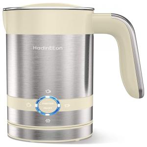 HadinEEon Espumador de Leite Elétrico 4 em 1 de Aço Inoxidável, Quente, Frio, 110V, Creme