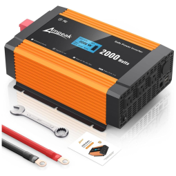 Inversor Veicular 2000W 12V DC para AC 3 Tomadas, USB, 110v, AMPEAK 8542130508, Laranja