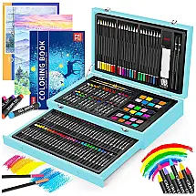 Kit Lápis de Cor Profissional com Maleta de Madeira peças Tintas Acrílicas, Aquarela, IBAYAM 150, Verde