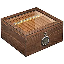 Umidor de Charutos de Cedro para 60 Charutos, Bloqueio com Higrômetro Digital, 2 Umidificadores, Sistema de Umidificação Avançado,Flauno