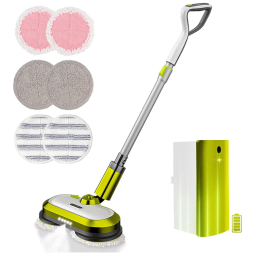 Esfregão Mop Elétrico sem Fio à Bateria Tanque de 300 mL com Farol LED, 110v, VMAI G700, Verde