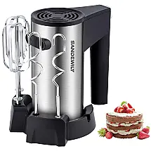 SANDEWIL Y Batedeira de Mão com 5 Velocidades e Acessórios de Aço Inox, 150W, 110v, SANDEWILY CX 6629, Preto