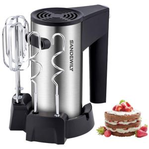 SANDEWIL Y Batedeira de Mão com 5 Velocidades e Acessórios de Aço Inox, 150W, 110v, SANDEWILY CX 6629, Preto