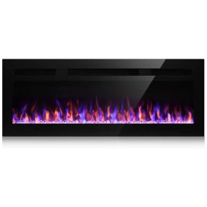 Lareira Elétrica de Embutir A43x127L com Controle Remoto e Temporizador, 110V, LITSDFM, Preta