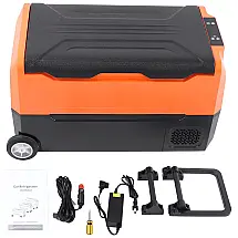 Cooler Elétrico Automotivo Portátil 35 Litros, WUXSEJZ, Preto e Laranja