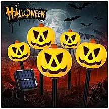 Kit de Estacas Decorativas Solar com 5 Fantasmas 3D Iluminado para Halloween