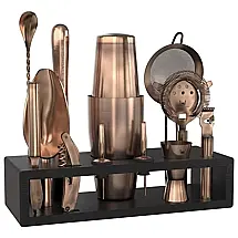 Highball Chaser Kit Bn Profissional 13 Peças em Aço Inoxidável com Suporte, Dourado