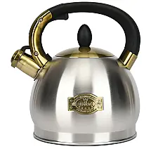 LUXGRACE Chaleira 2L com Apito e Cabo ergonômico, Aço Inoxidável, Cinza