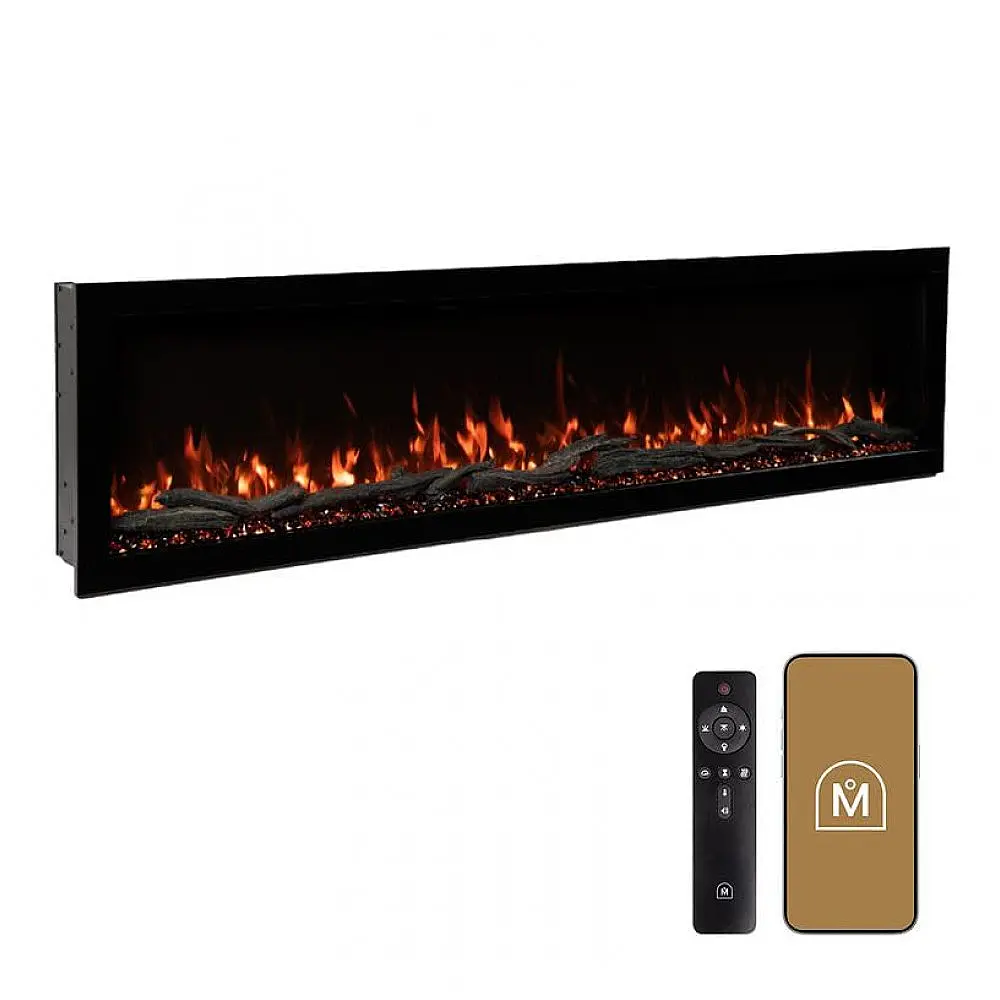 Lareira Elétrica Linear Inteligente Modern Ember Highmark de 254 cm Premium, Chama com 10 Cores, Design Oculto e Elegante
