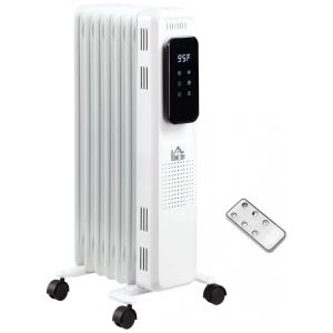 Aquecedor Elétrico a Óleo com Termostato Ajustável e Timer de 24H, 1500W, 110v, HOMCOM, Branco