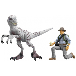 Conjunto de figuras Mattel Jurassic World Hammond Collection Jurassic Park III Dr. Alan Grant & Velociraptor com ovos de raptor