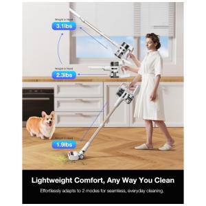 Aspirador de Pó sem Fio para Casa, Leve e Recarregável com 55min de Autonomia, Sucção Poderosa, Farol LED Verde, Maircle