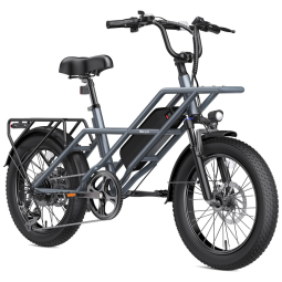 Bicicleta Elétrica de Pneus Largos para Adultos 20" 1200W Mountain Ebike para Comutar Fora de Estrada 7 Velocidades com Assistência de