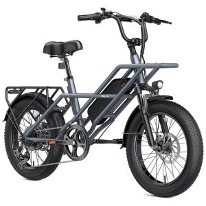 Bicicleta Elétrica de Pneus Largos para Adultos 20" 1200W Mountain Ebike para Comutar Fora de Estrada 7 Velocidades com Assistência de