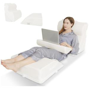 Conjunto de 6 Peças de Travesseiros Ortopédicos em Cunha, Espuma Viscoelástica, Alívio de Dor nas Costas, Anti-Ronco, Kfvigoho, Branco